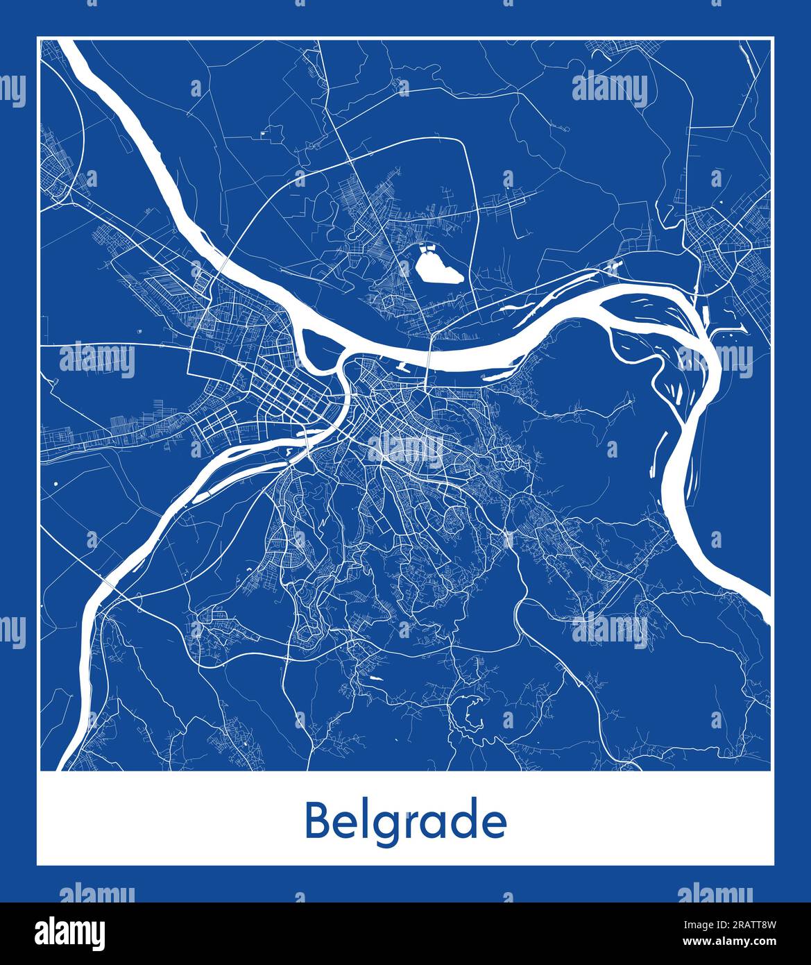 Belgrade Serbia Europe City map blue print vector illustration Stock Vector