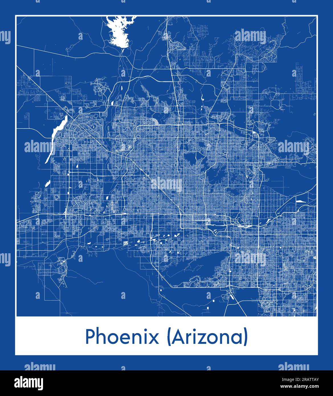 Phoenix Arizona United States North America City map blue print vector illustration Stock Vector