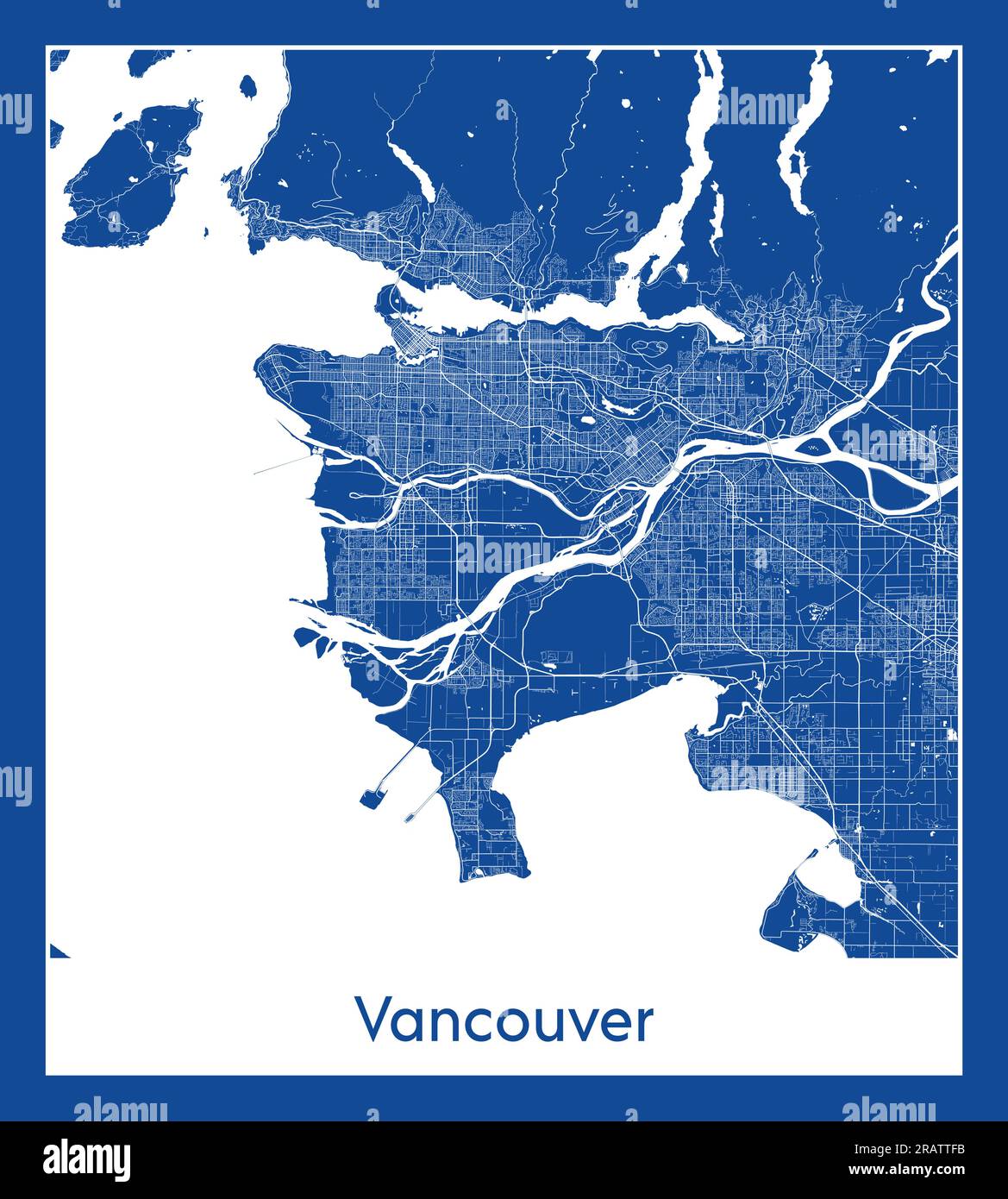 Vancouver Canada North America City map blue print vector illustration Stock Vector