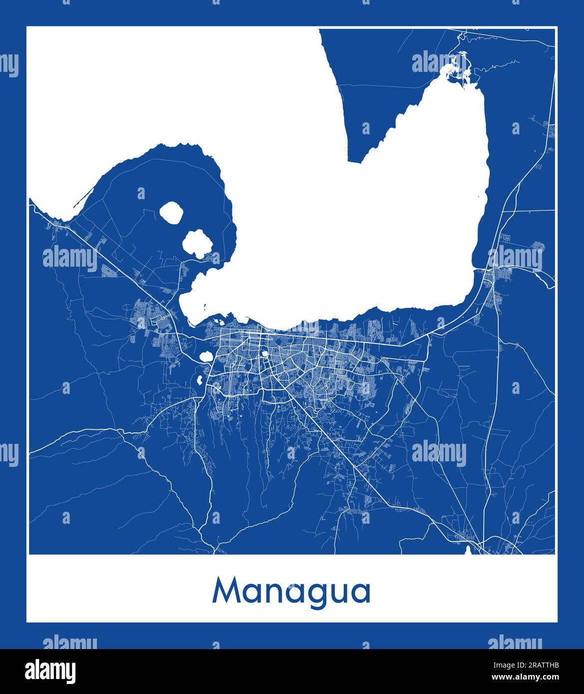 Managua Nicaragua North America City map blue print vector illustration Stock Vector
