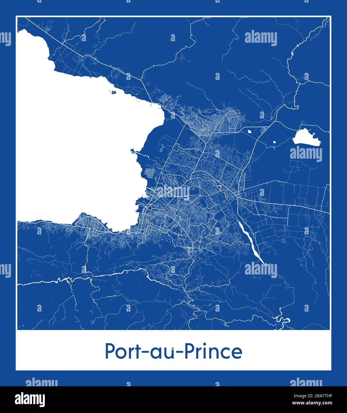 PortauPrince Haiti North America City map blue print vector illustration Stock Vector Image