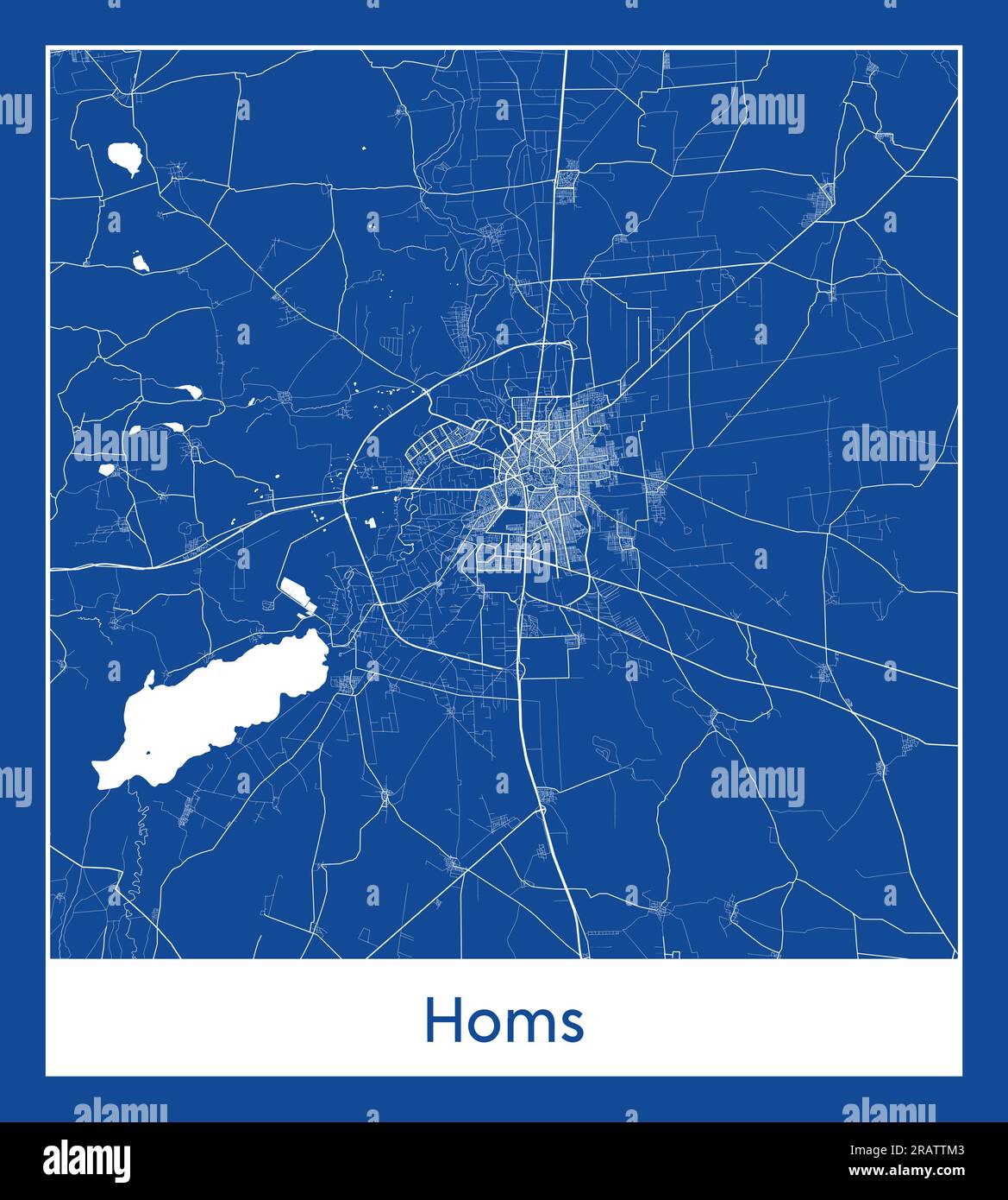 Homs Syria Asia City map blue print vector illustration Stock Vector