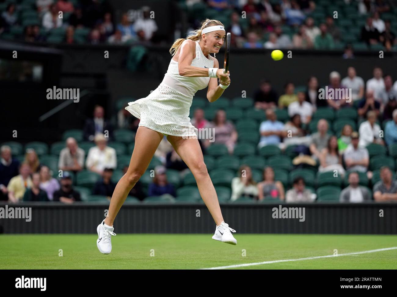 Petra Kvitova in action against Jasmine Paolini (not pictured) on day ...