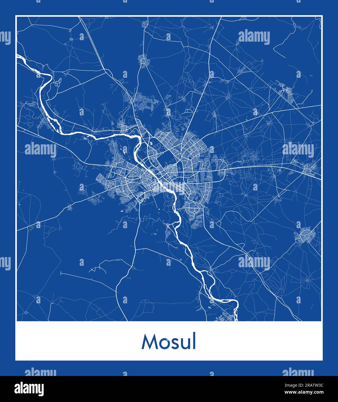 Mosul Iraq Asia City map blue print vector illustration Stock Vector