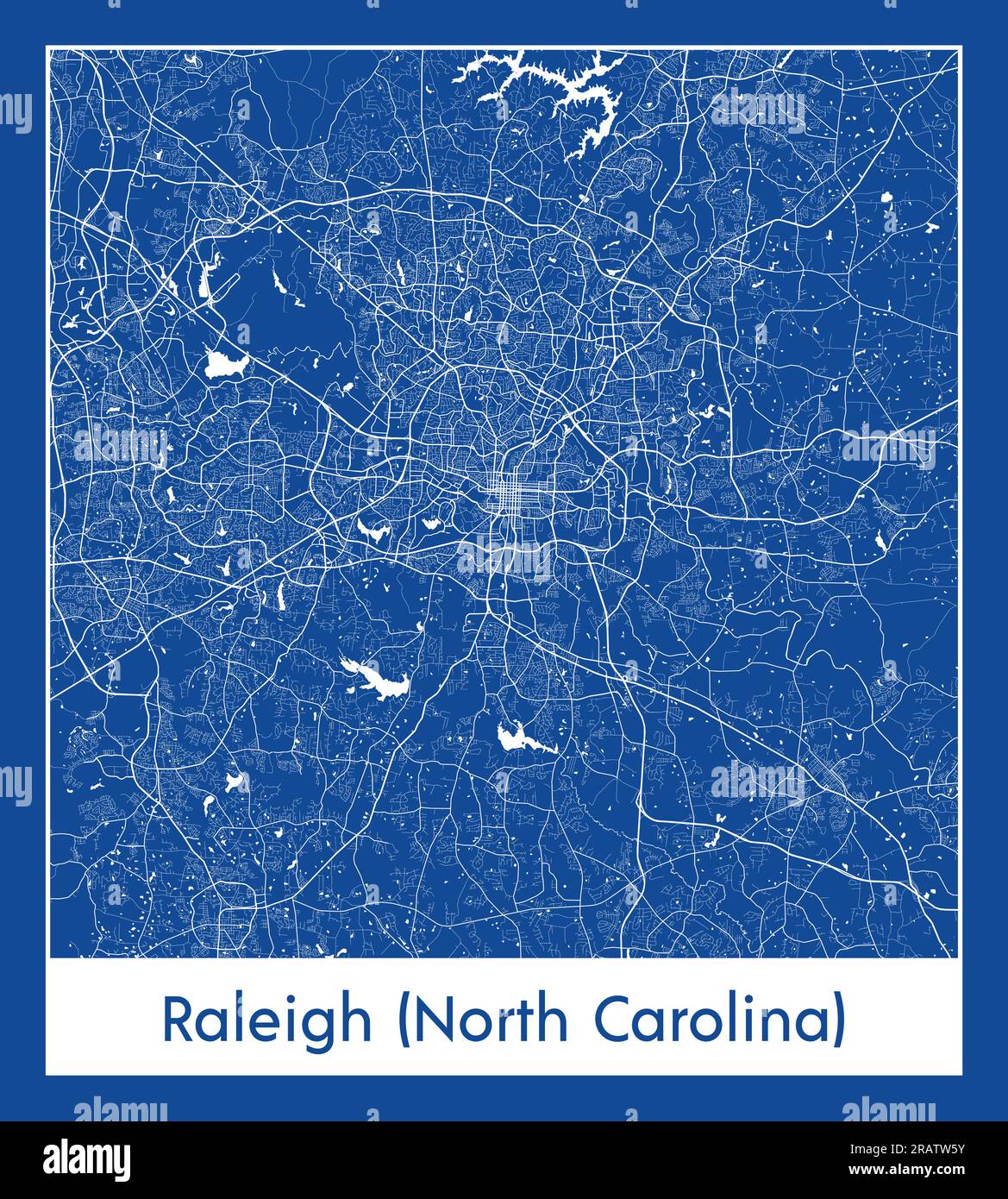 Raleigh North Carolina United States North America City map blue print vector illustration Stock Vector
