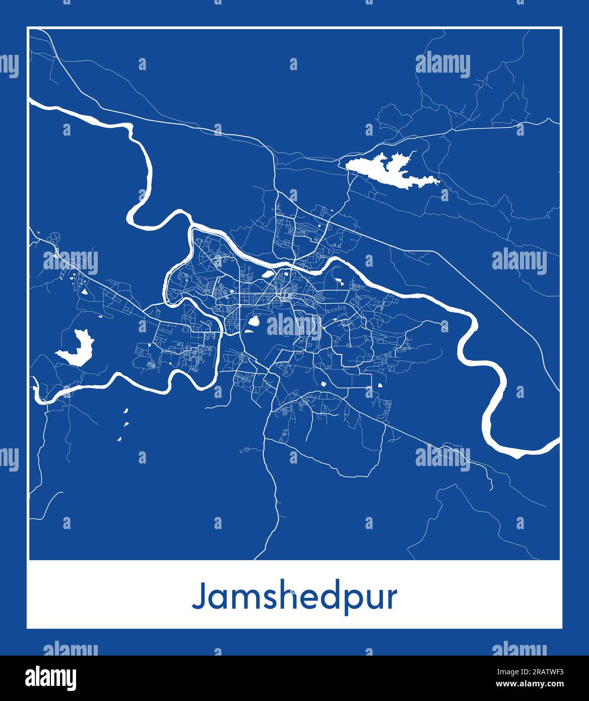 Jamshedpur India Asia City map blue print vector illustration Stock Vector