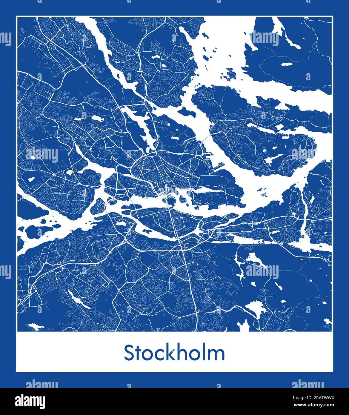 Stockholm Sweden Europe City map blue print vector illustration Stock Vector
