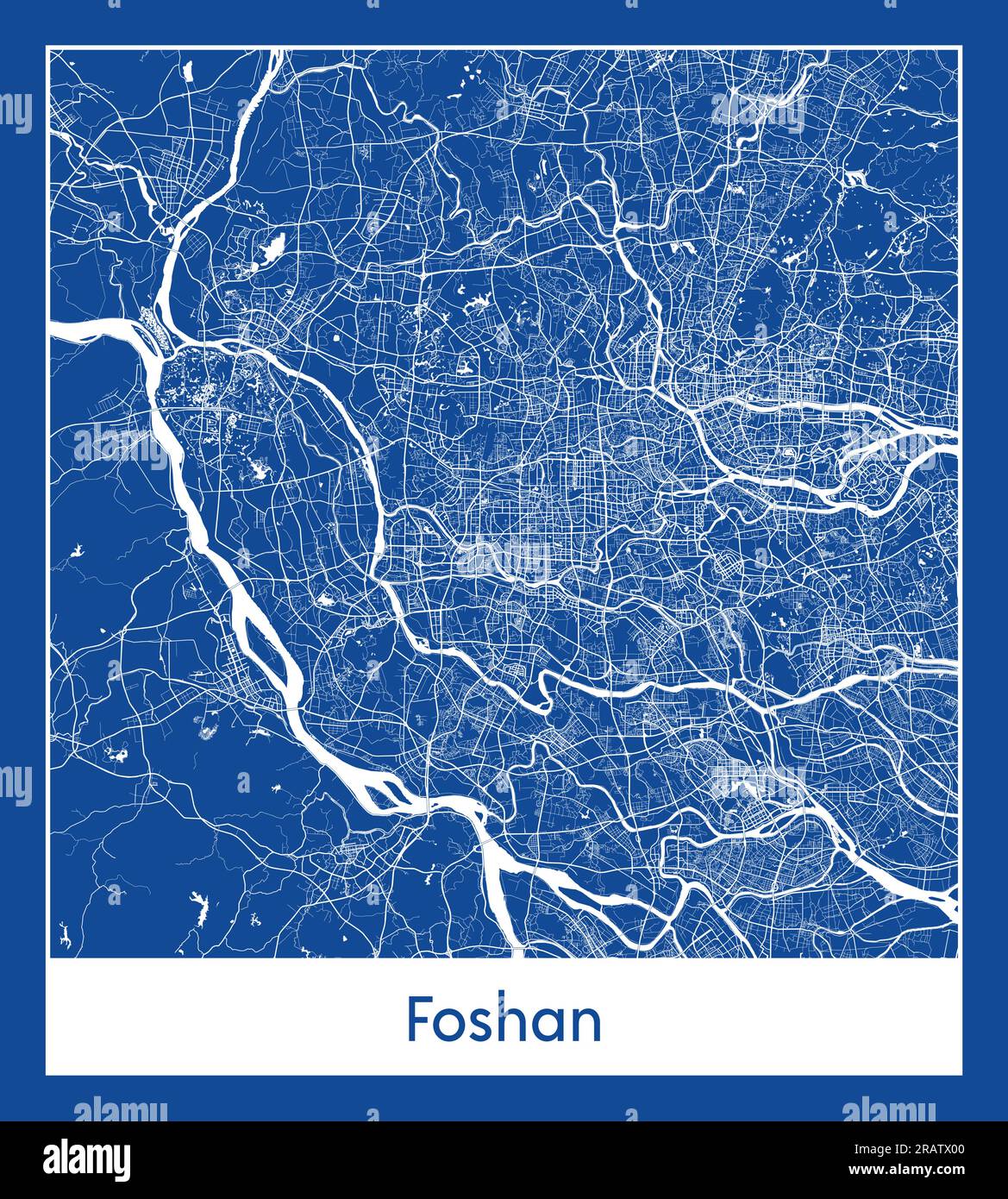Foshan China Asia City map blue print vector illustration Stock Vector
