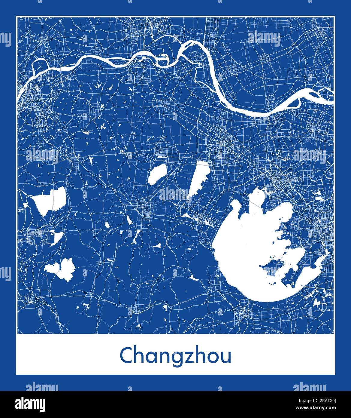 Changzhou China Asia City map blue print vector illustration Stock Vector