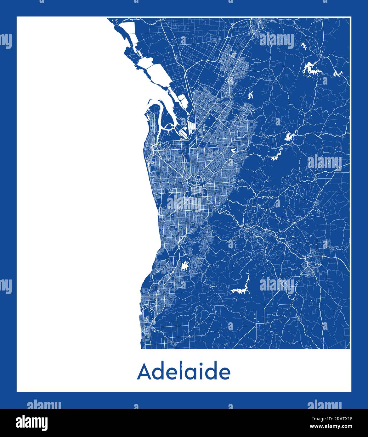 Adelaide Australia City map blue print vector illustration Stock Vector