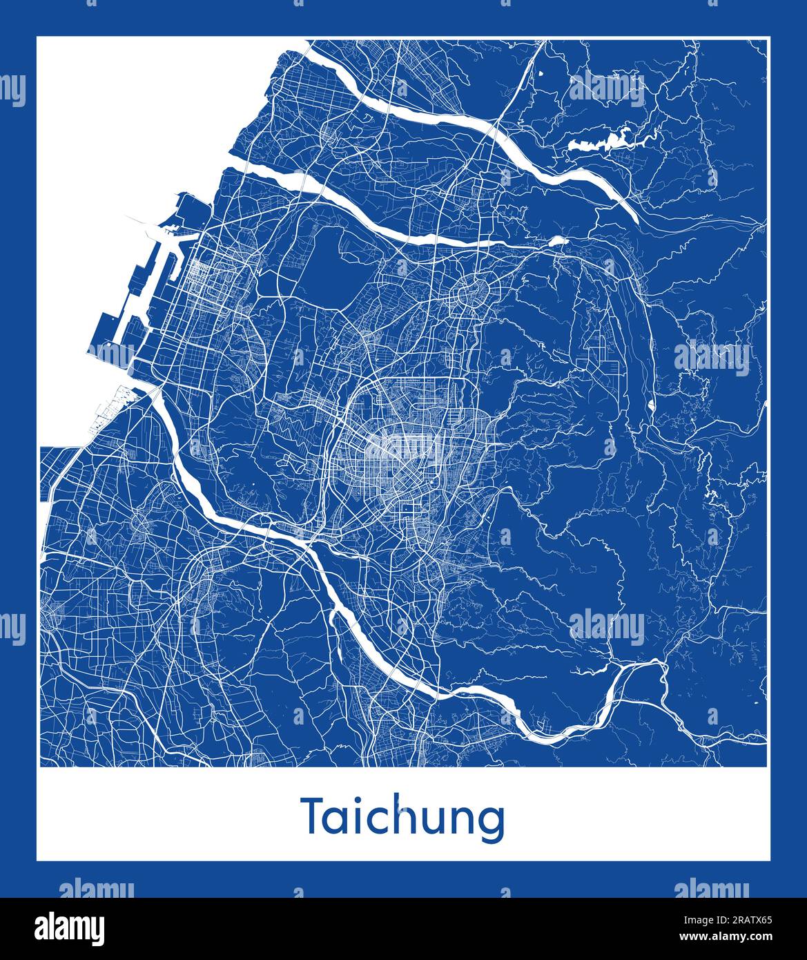 Taichung China Asia City map blue print vector illustration Stock Vector