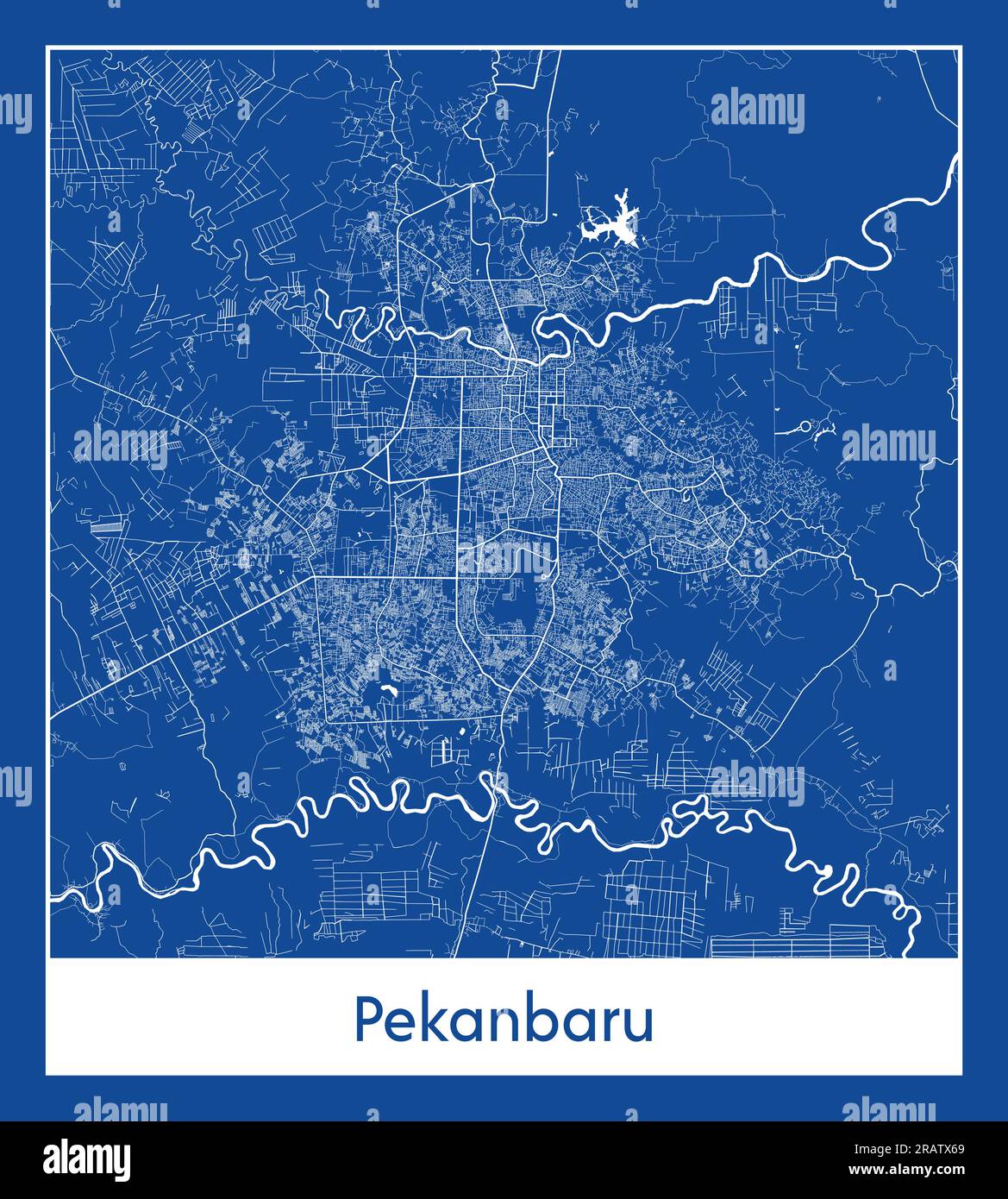 Pekanbaru Indonesia Asia City map blue print vector illustration Stock Vector