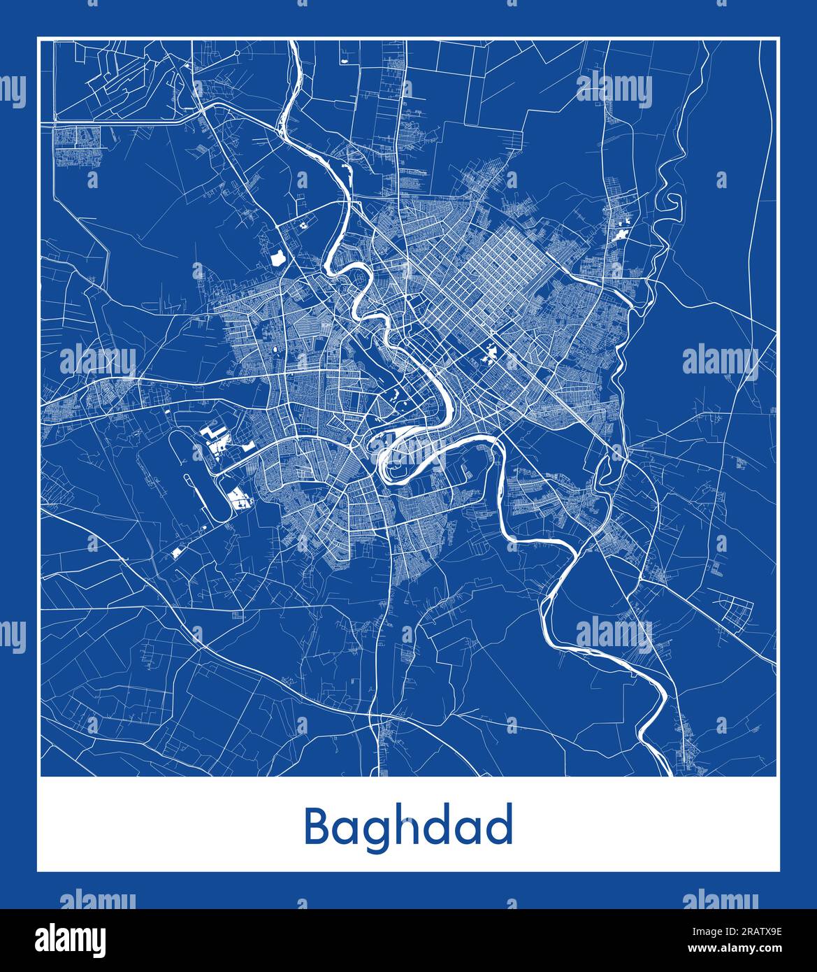 Baghdad Iraq Asia City map blue print vector illustration Stock Vector ...