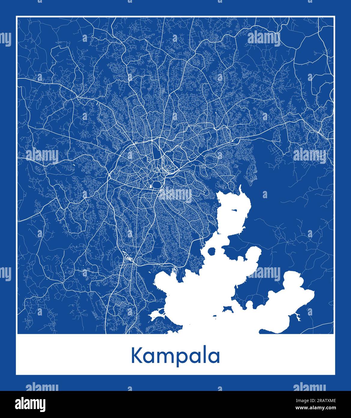 Kampala Uganda Africa City map blue print vector illustration Stock Vector