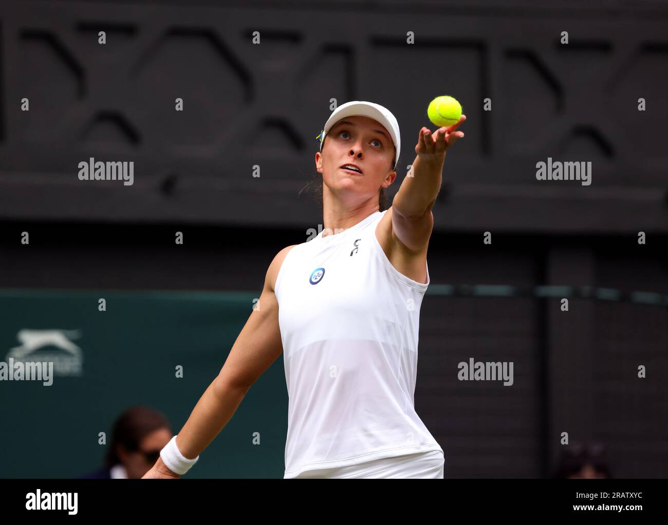 Wimbledon. Number one seed Iga Swiatek of, Poland. 05th July, 2023. during her second round match against Sara Sorribes Tormo of Spain today at Wimbledon. Credit: Adam Stoltman/Alamy Live News Stock Photo