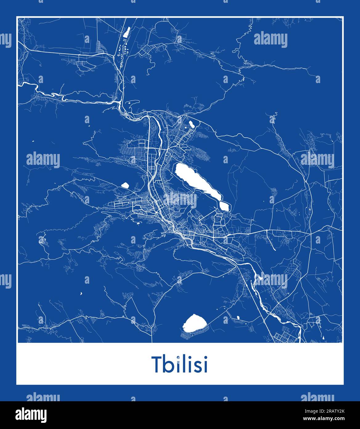 Tbilisi Georgia Asia City map blue print vector illustration Stock Vector