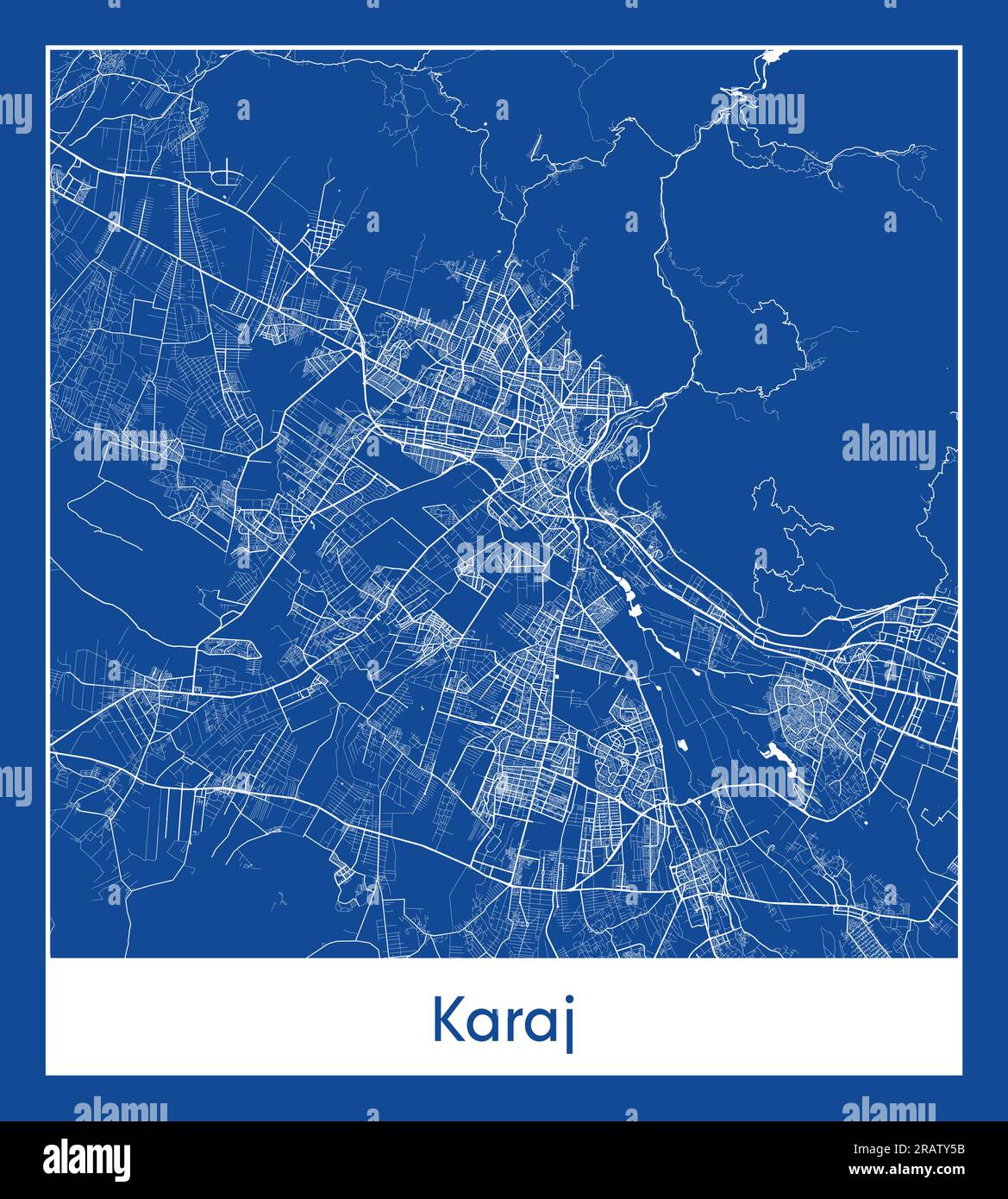 Karaj Iran Asia City map blue print vector illustration Stock Vector