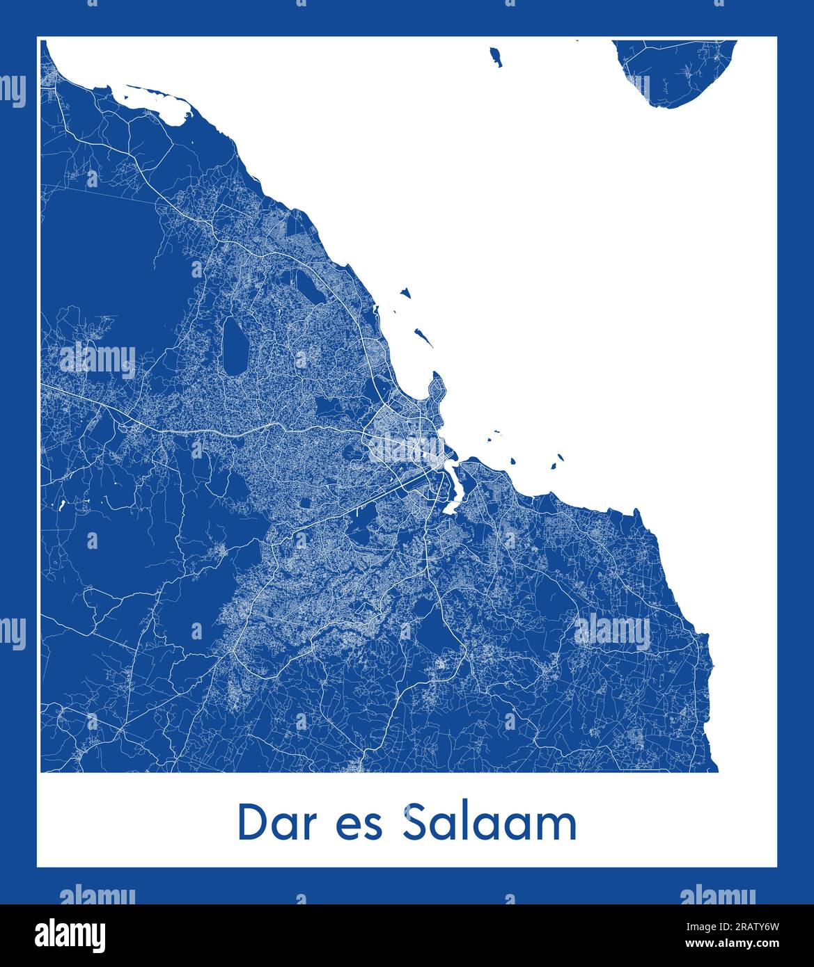 Dar es Salaam Tanzania Africa City map blue print vector illustration Stock Vector