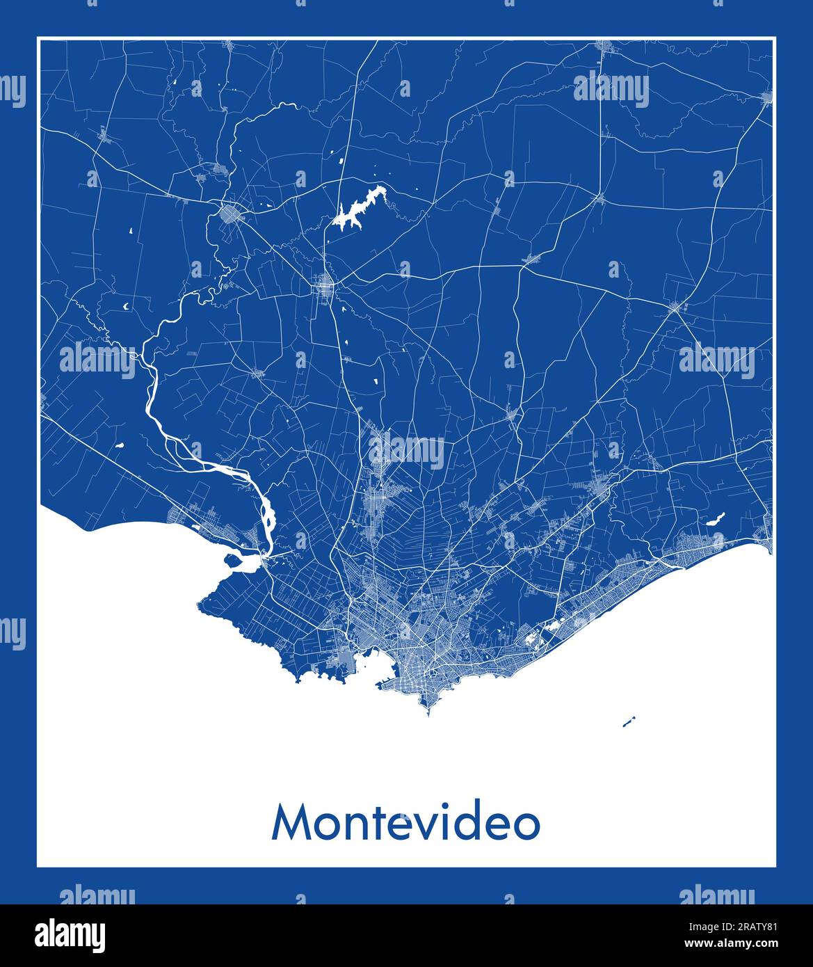 Montevideo Uruguay South America City map blue print vector illustration Stock Vector