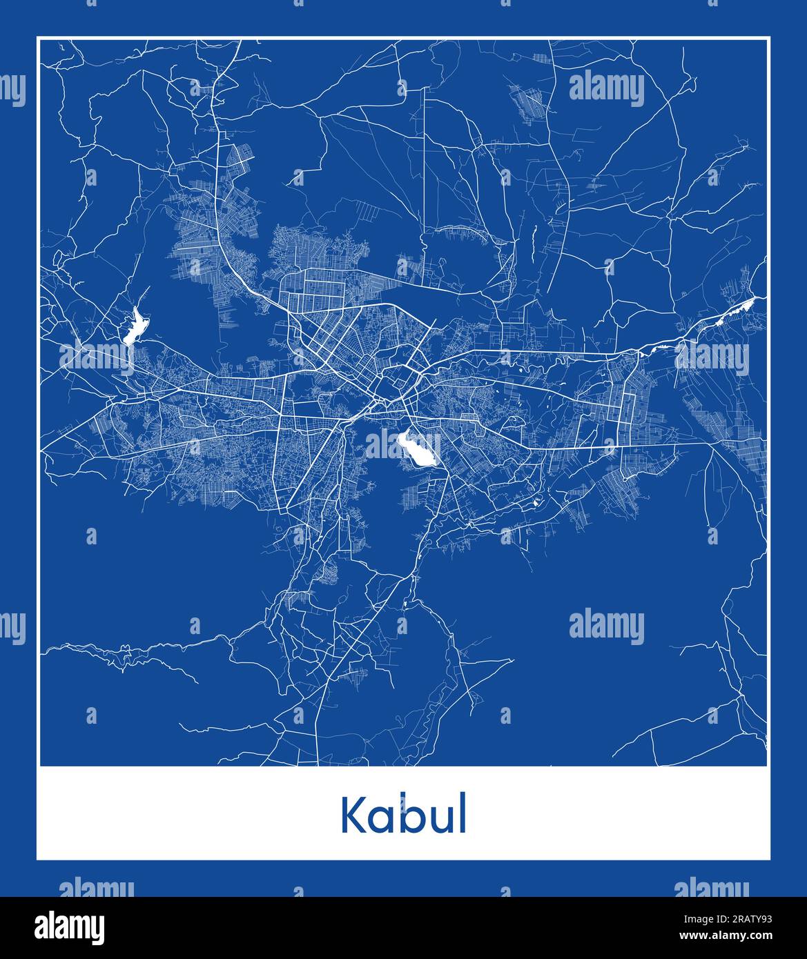 Kabul Afghanistan Asia City map blue print vector illustration Stock Vector