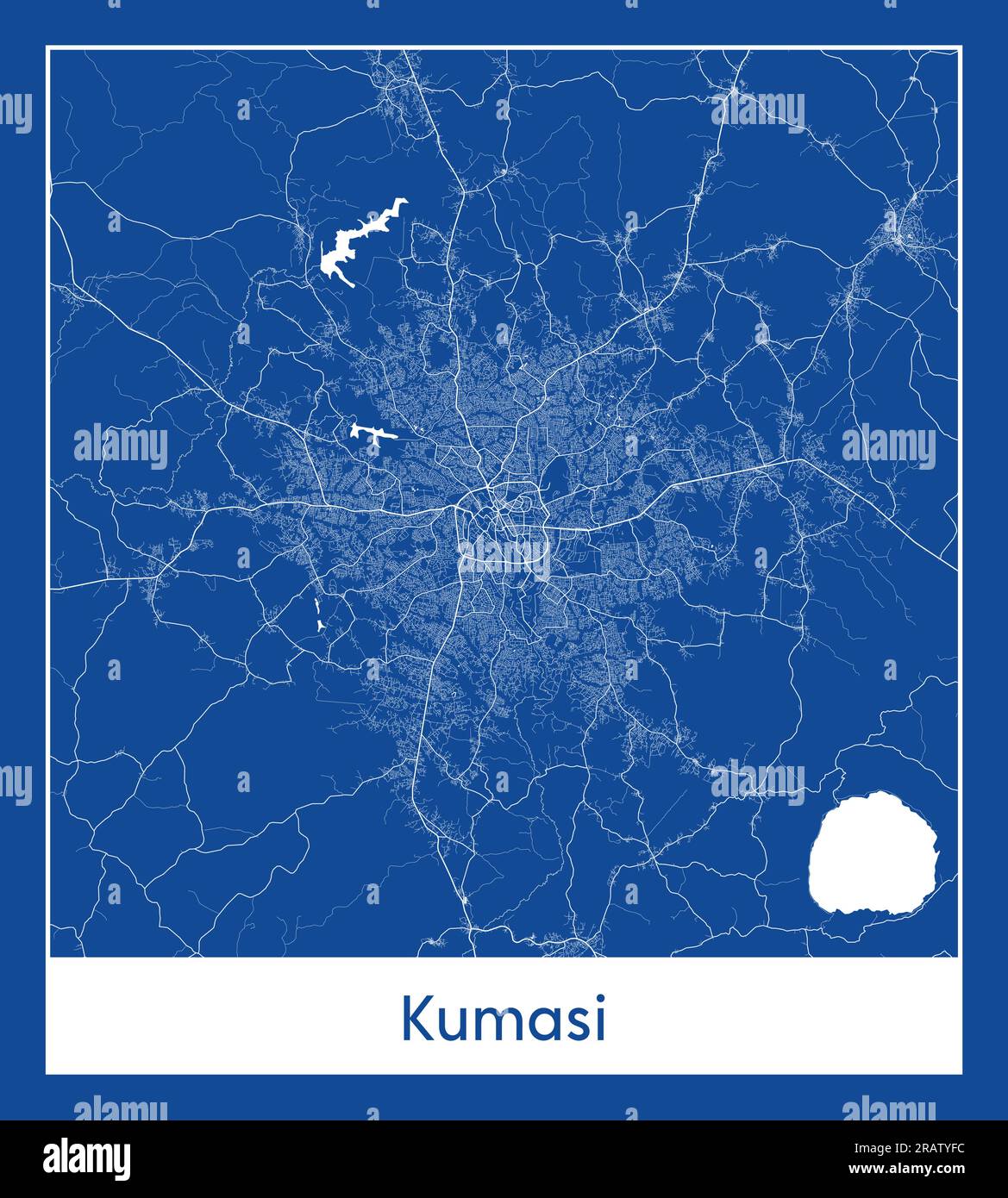 Kumasi Ghana Africa City map blue print vector illustration Stock Vector