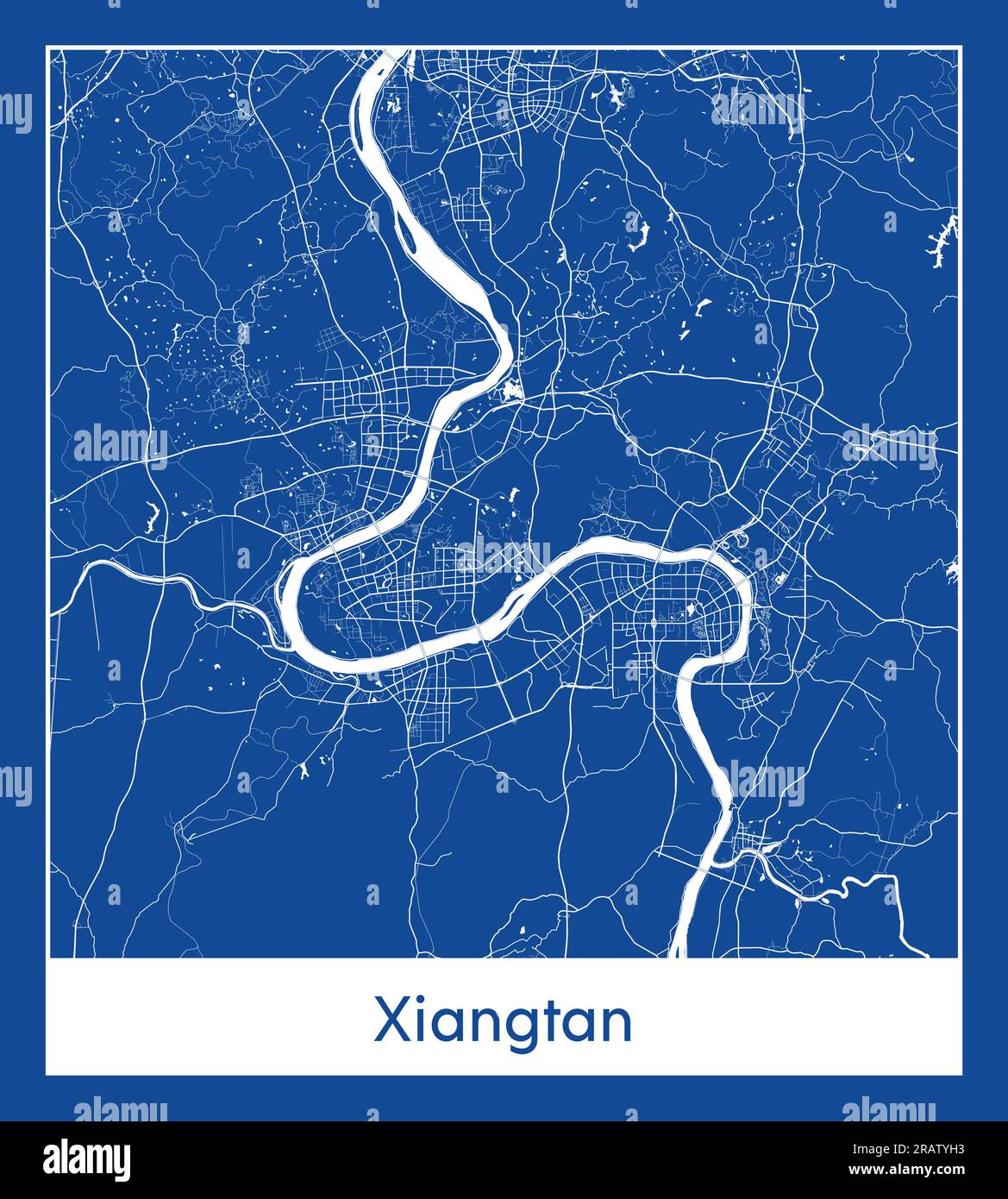 Xiangtan China Asia City map blue print vector illustration Stock Vector