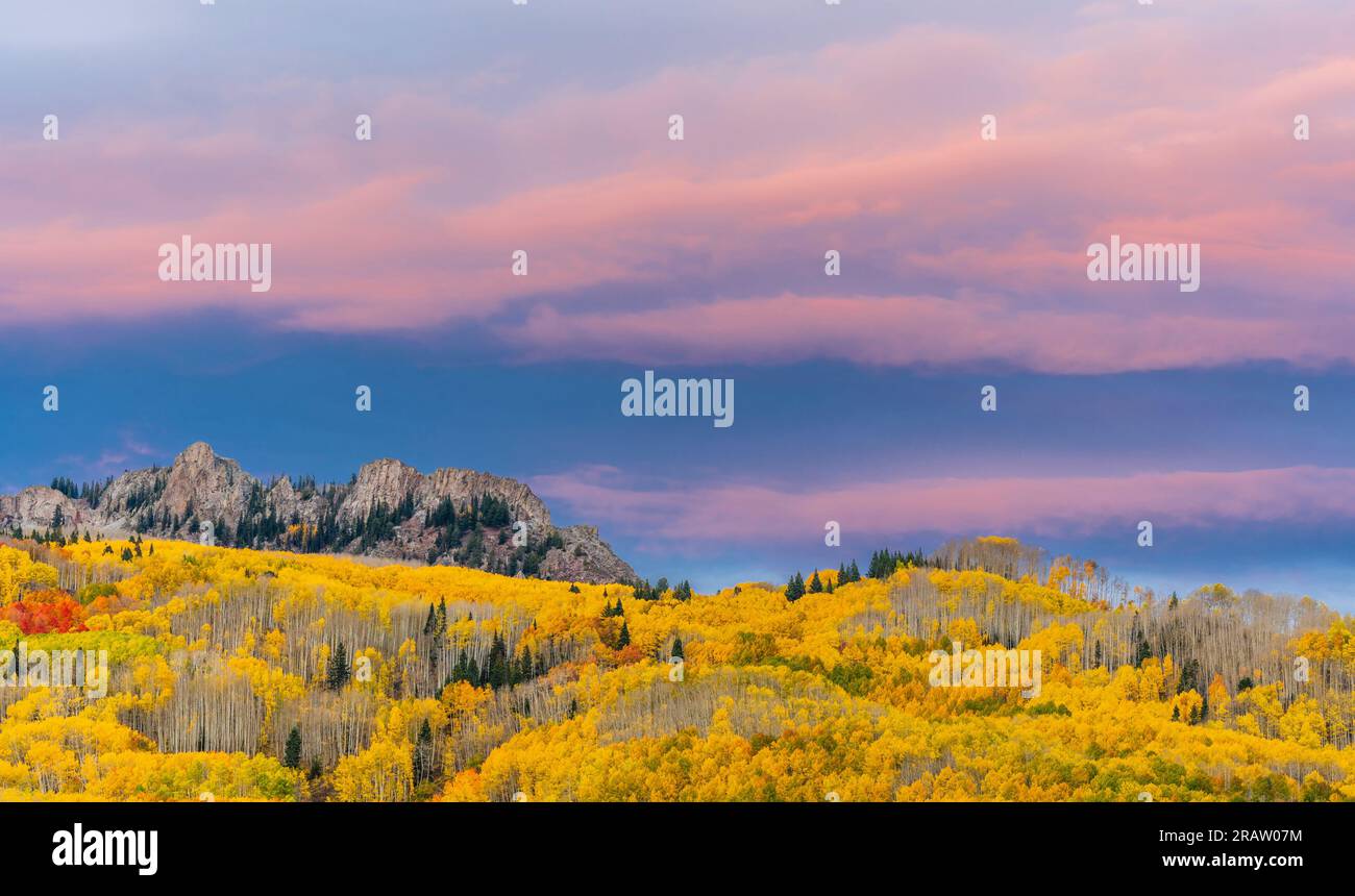 Autumn Color in Colorado along Kebler Pass Road in West Elk Mountains. Stock Photo