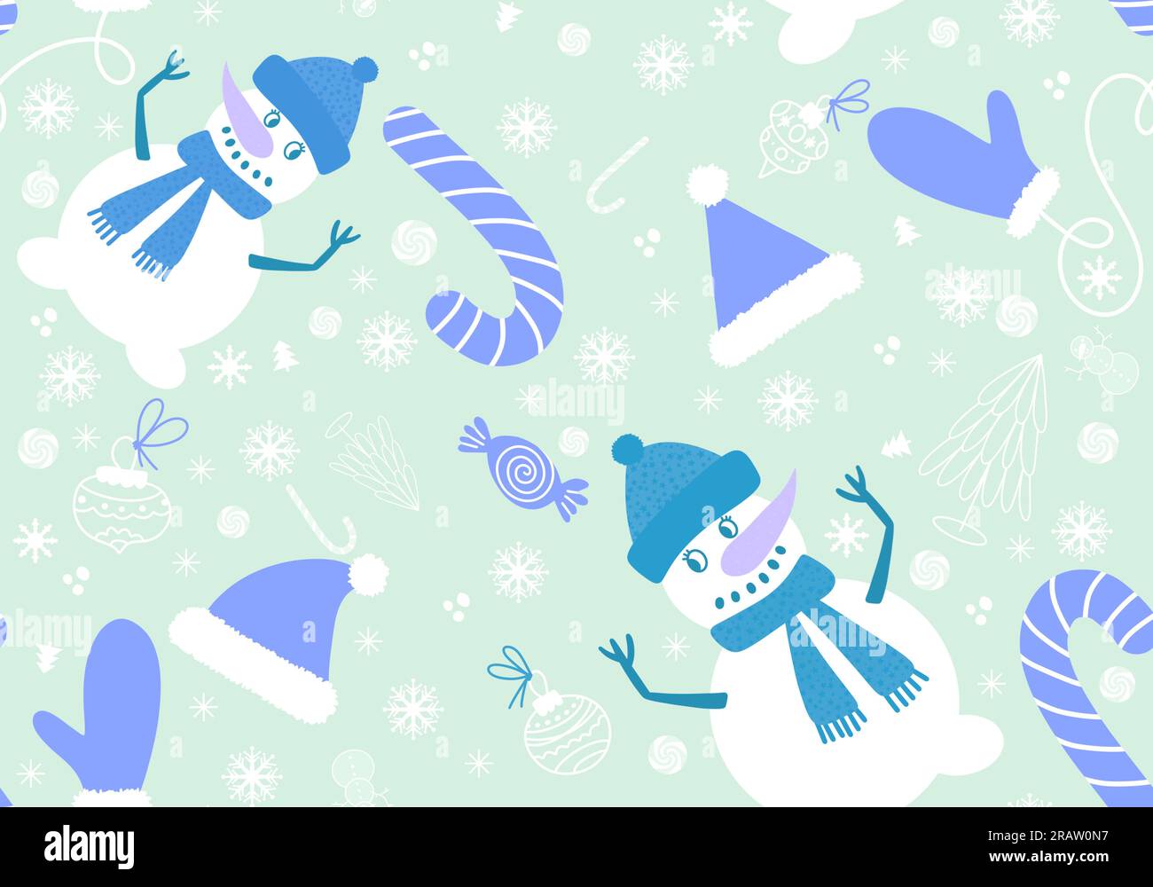 Cartoon snowman seamless Christmas pattern for new year accessories and ...