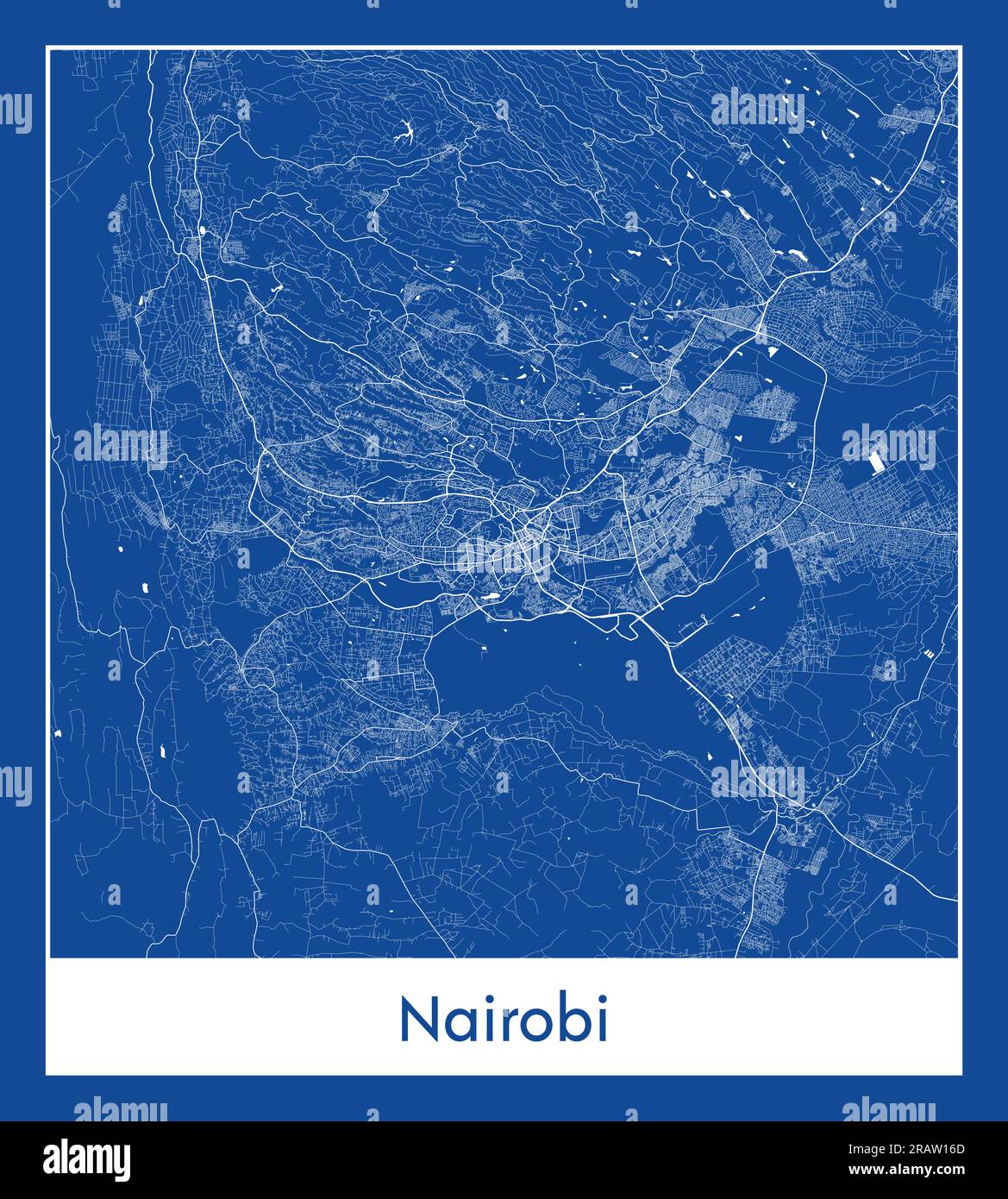 Nairobi Kenya Africa City map blue print vector illustration Stock Vector