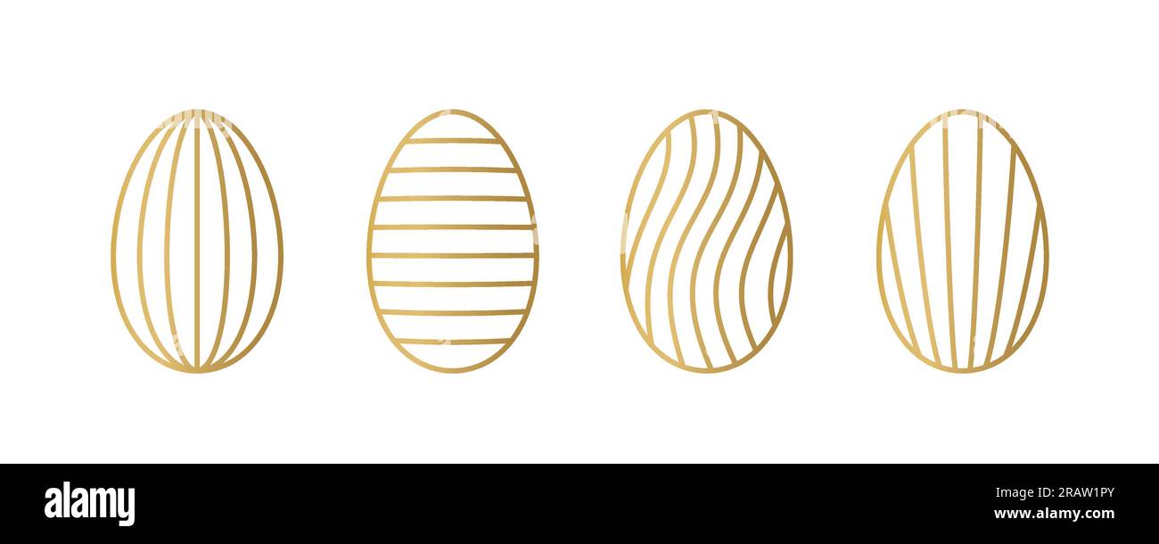 set of different golden line easter egg - vector illustration Stock Vector