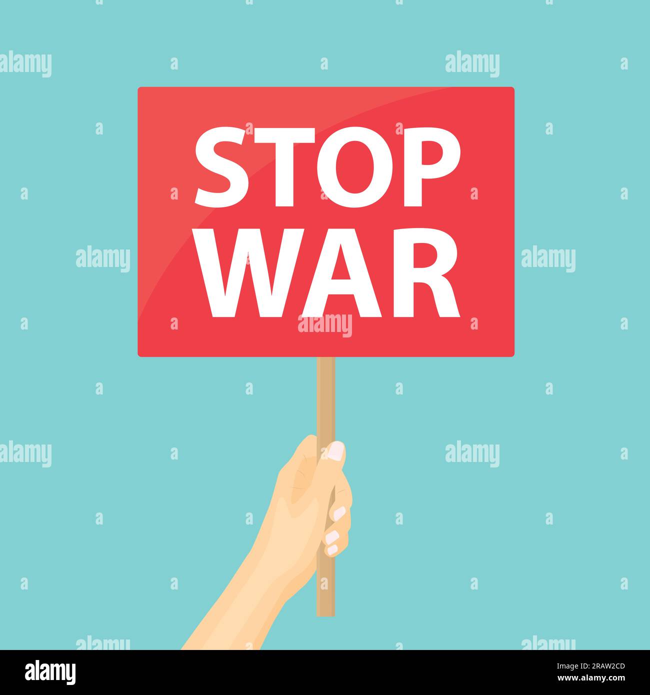 hand holding stop war banner, anti war demonstration- vector illustration Stock Vector