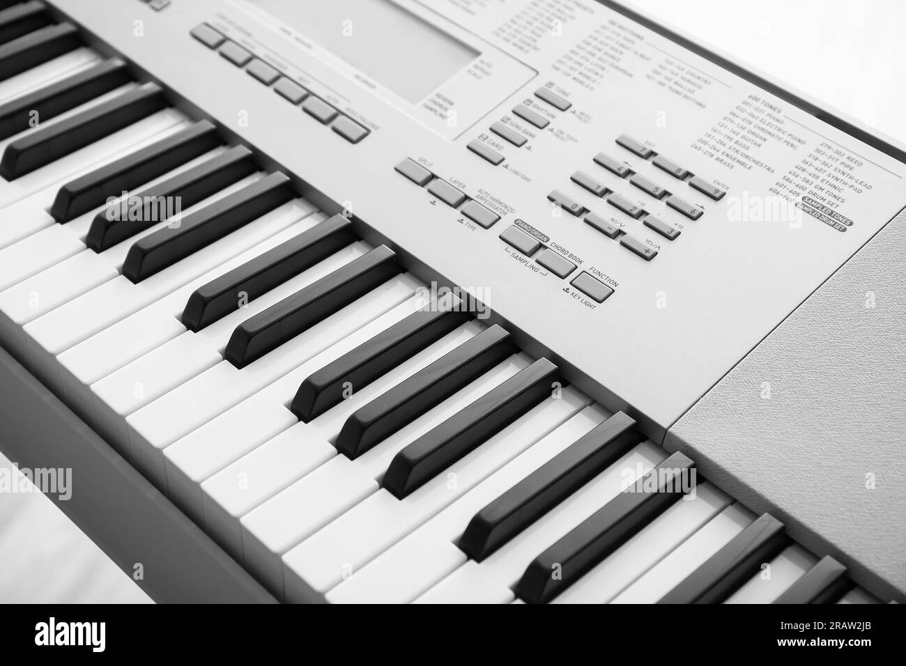Modern synthesizer in room, closeup Stock Photo