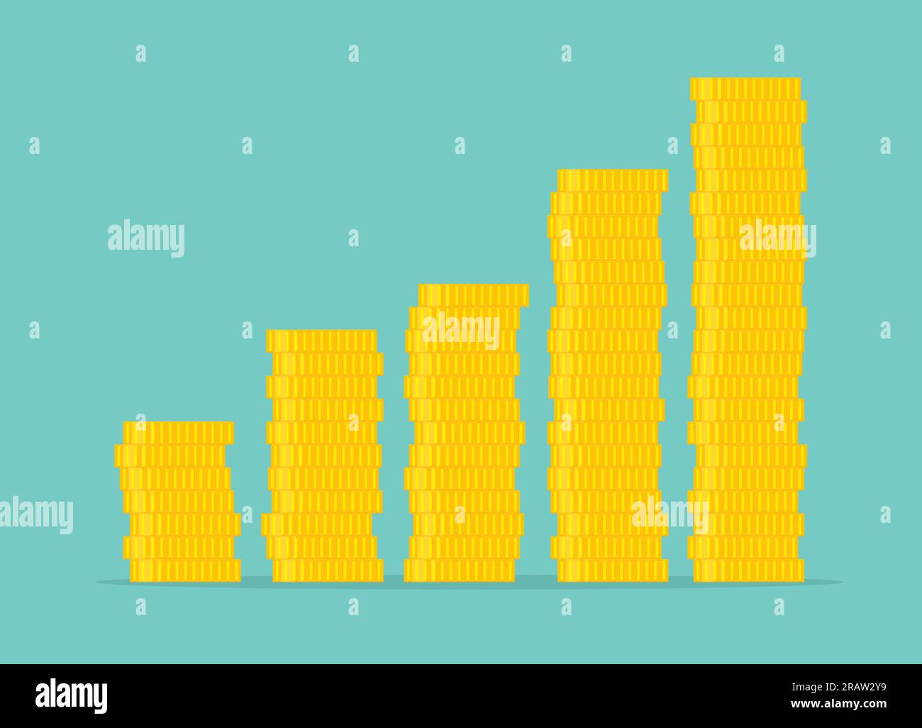 growing stack of coins - vector illustration Stock Vector