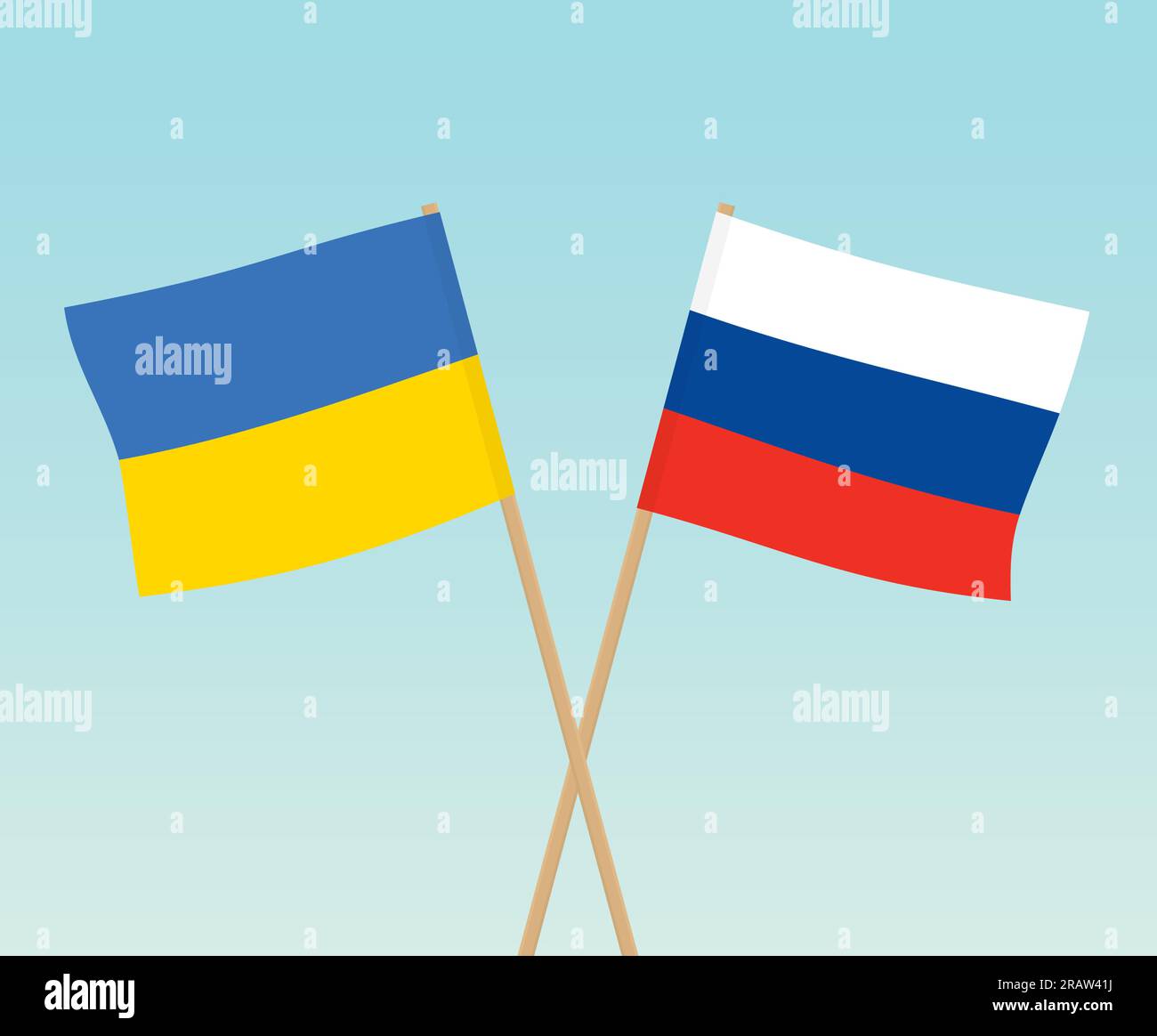 crossed flags of Ukraine and Russia- vector illustration Stock Vector ...