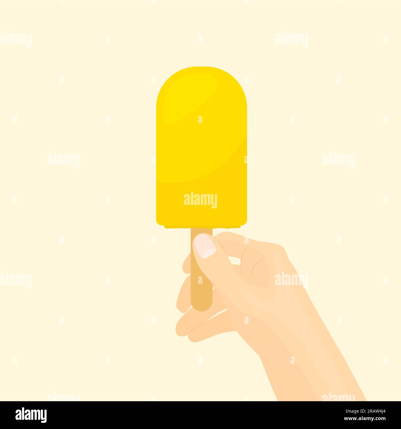 hand holds orange ice cream- vector illustration Stock Vector