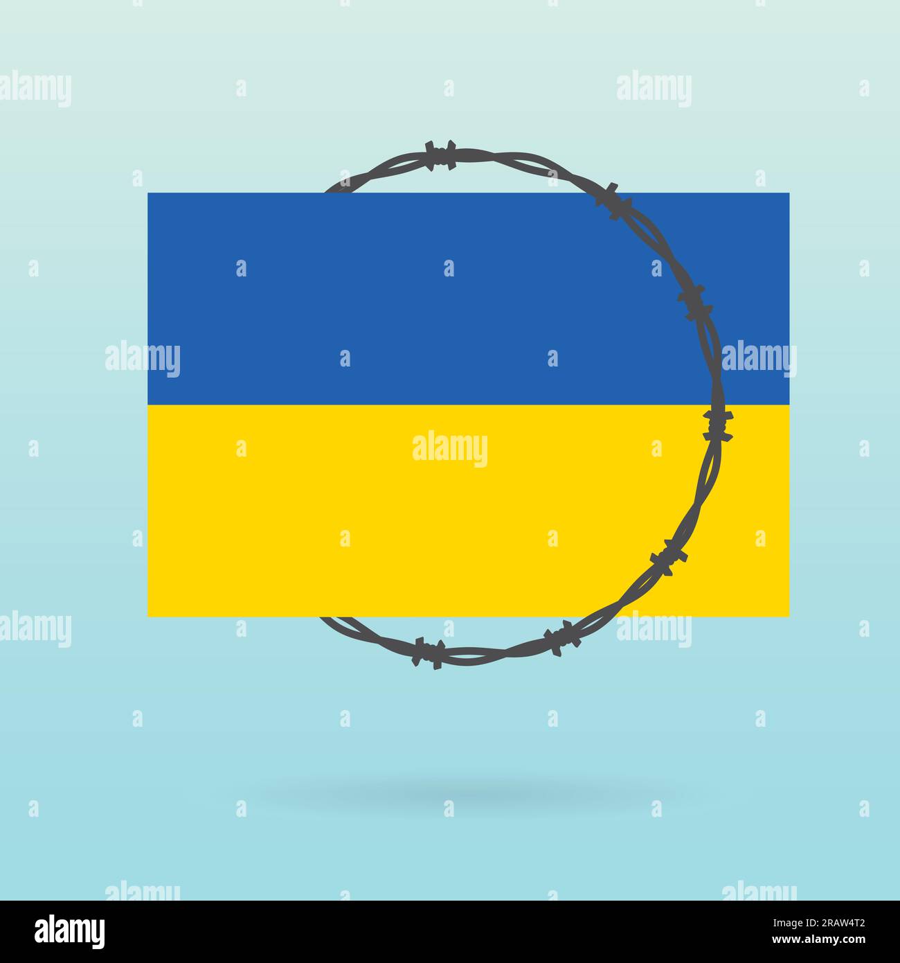 barbed wire around Ukraine flag- vector illustration Stock Vector