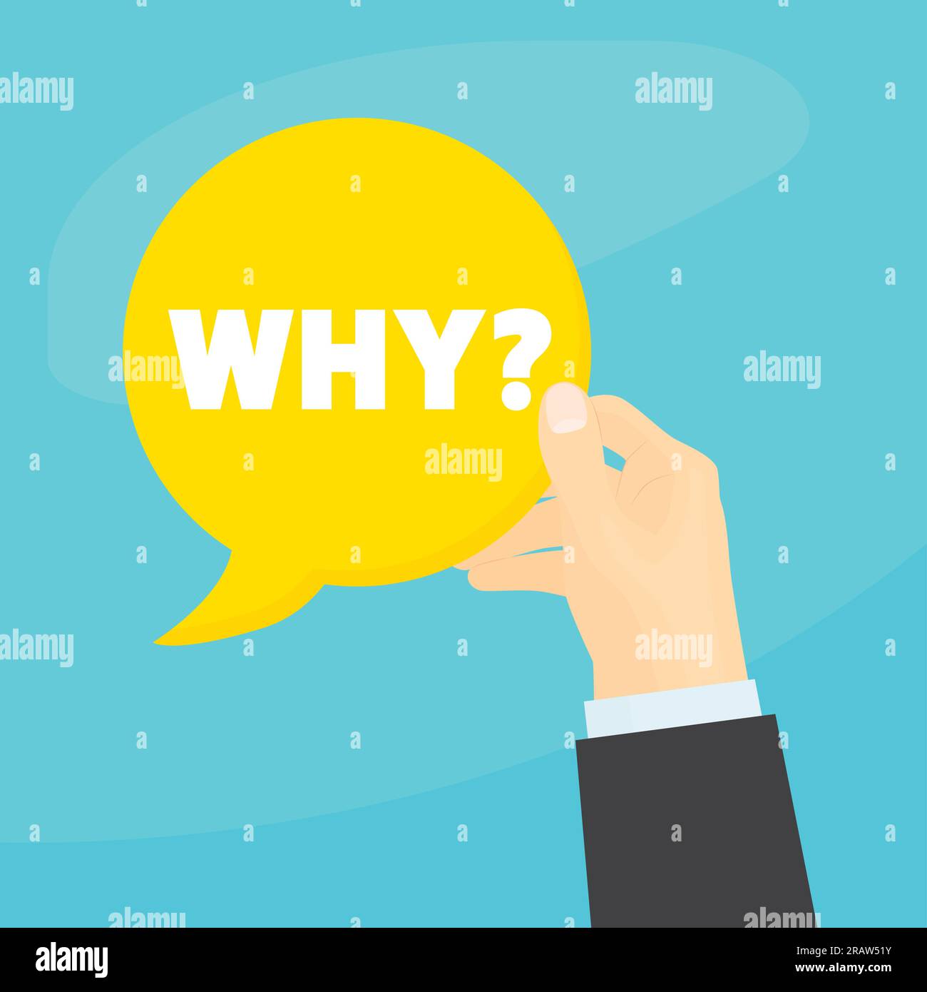 hand holds speech bubble with why question- vector illustration Stock Vector