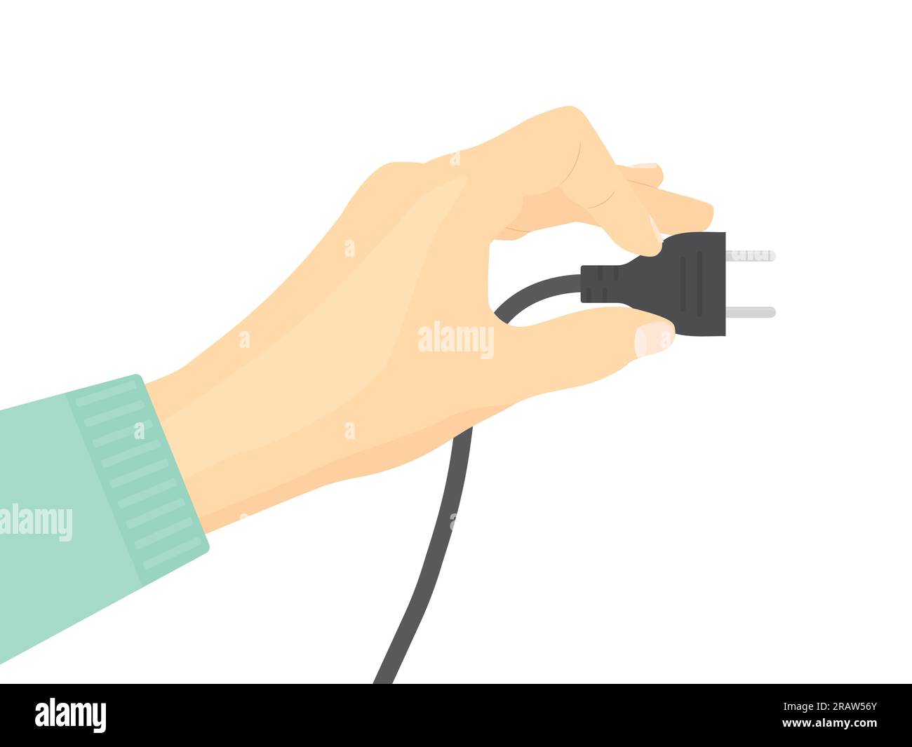 hand hollding electric plug- vector illustration Stock Vector