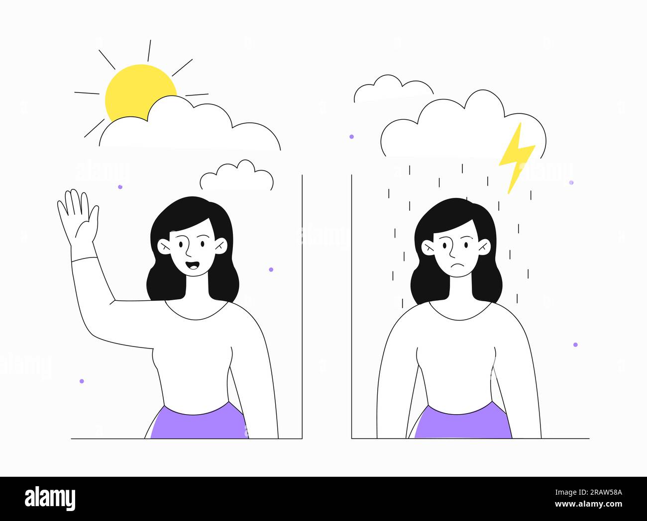 Happy sad woman balance hi-res stock photography and images - Alamy