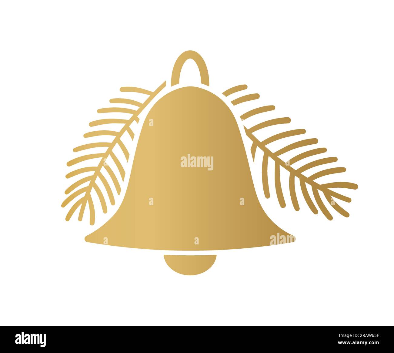 golden christmas bell with fir tree - vector illustration Stock Vector ...