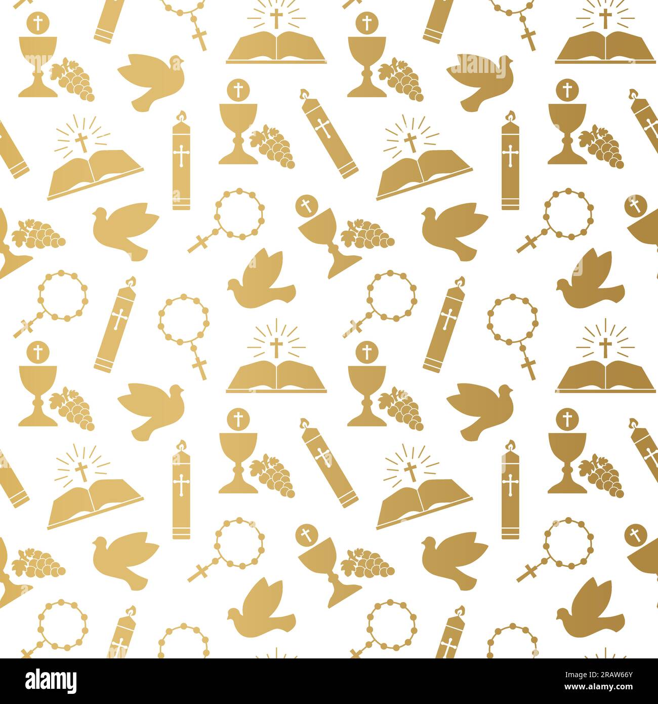seamless pattern with christian religion icons, holy communion: rosary