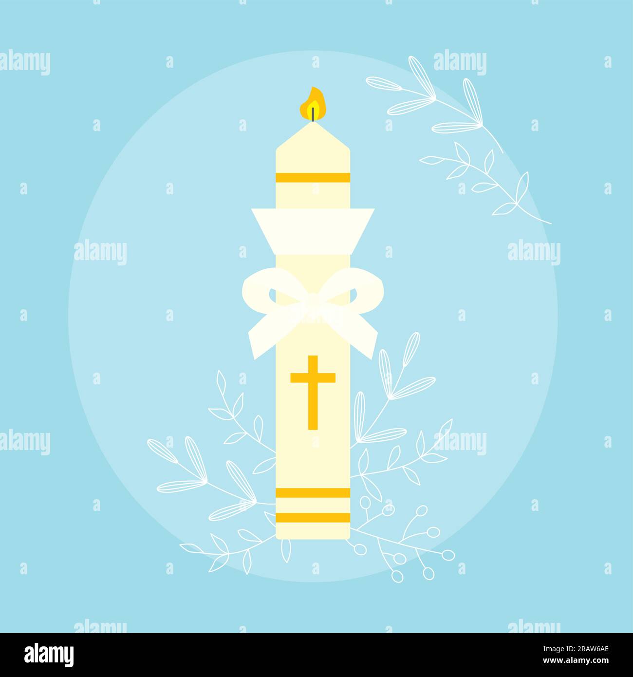 first Holy Communion, Baptismal candle- vector illustration Stock Vector