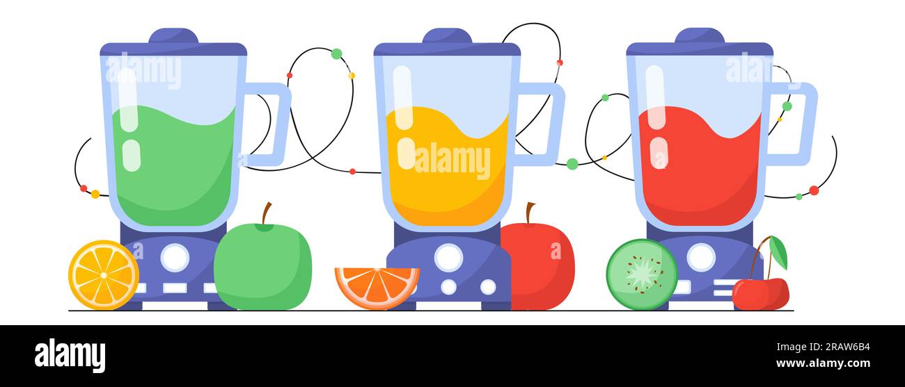 Set of smoothie in blender Stock Vector