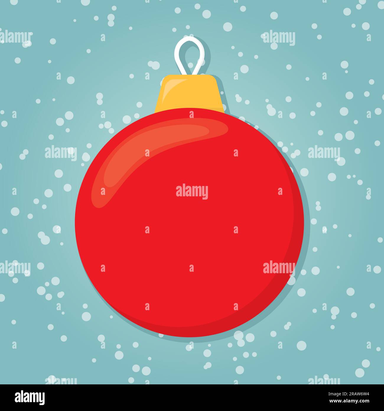 red chrismas bauble tree over snow texture- vector illustration Stock Vector