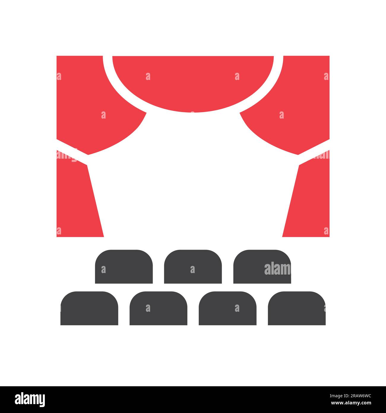 cinema, theatre hall, red stage curtains vector illustration Stock