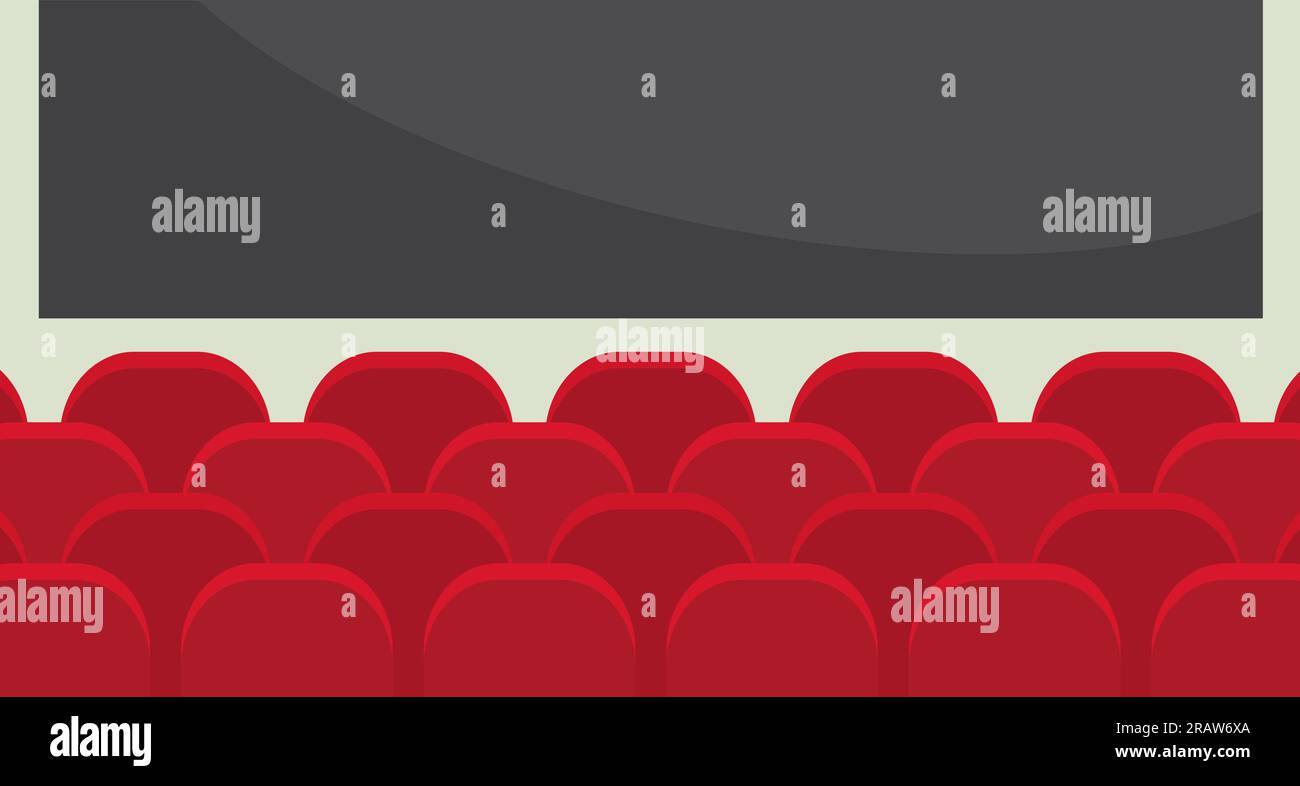empty cinema hall with red chairs- vector illustration Stock Vector