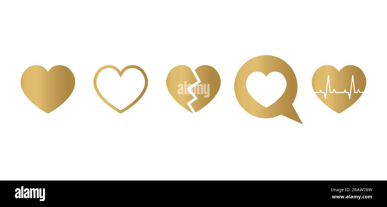 banner with collection of golden hearts, Valentine's Day- vector ...