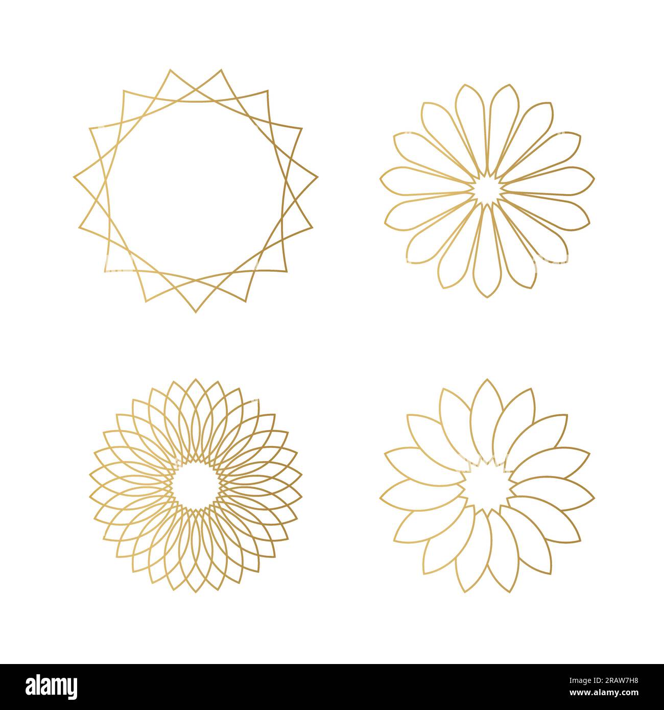set of golden floral abstract elements- vector illustration Stock ...