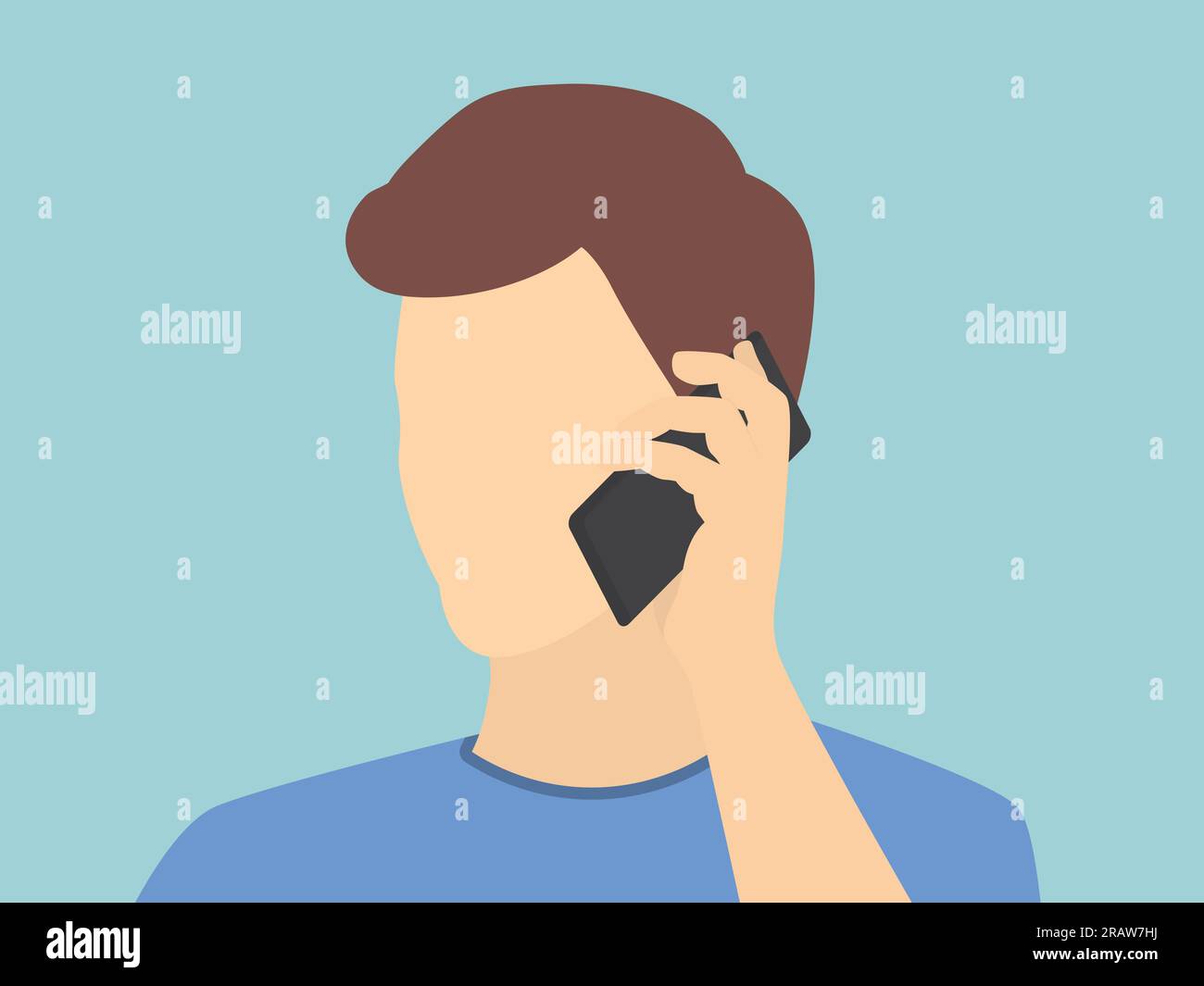 young man talking on the mobile phone  - vector illustration Stock Vector