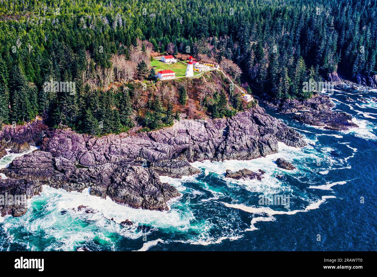 Aerial image of Pachena Point Lighthouse, BC, Canada Stock Photo - Alamy
